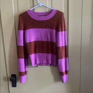 American Eagle Outfitters Pink and Red Crew Neck Sweater